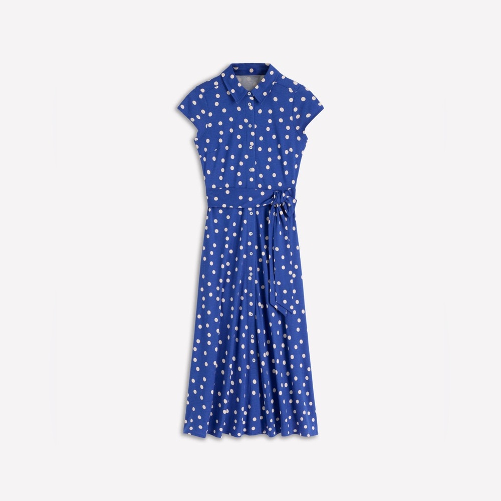 NWT Boden Marcia Jersey Shirt Dress in Bright Blue Painted Dot - Picture 5 of 10